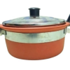 Traditional Clay Kadai with Handles and Glass Lid - 1 Litre